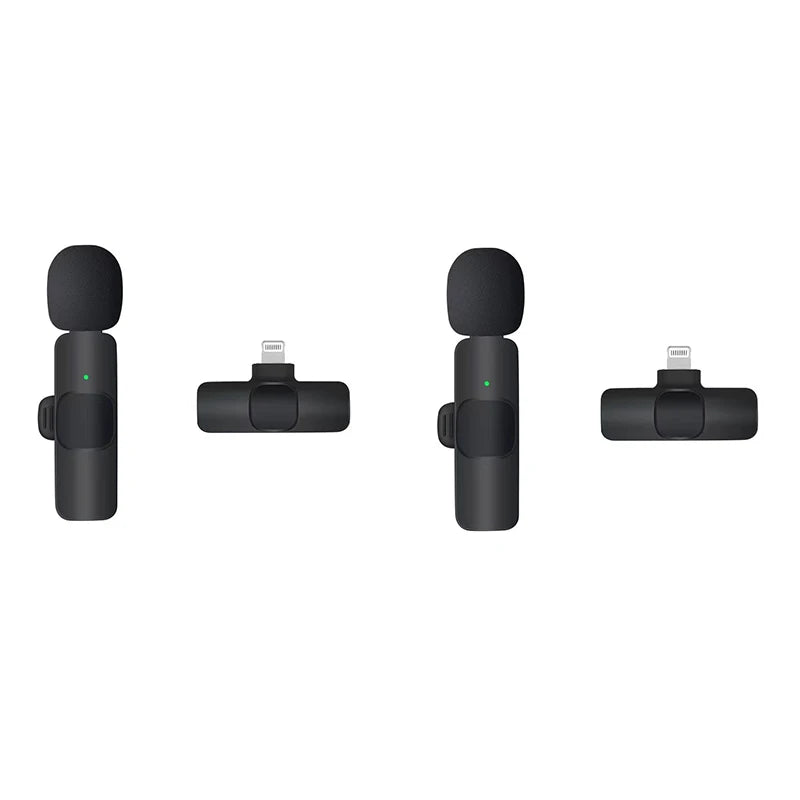 Two Wireless Lavalier Microphones – Mini Audio Recording Mic for iPhone & Android