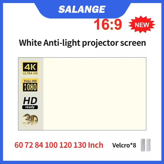 Salange Projector Screen – White Grid Anti-Light Reflective Cloth (16:9)