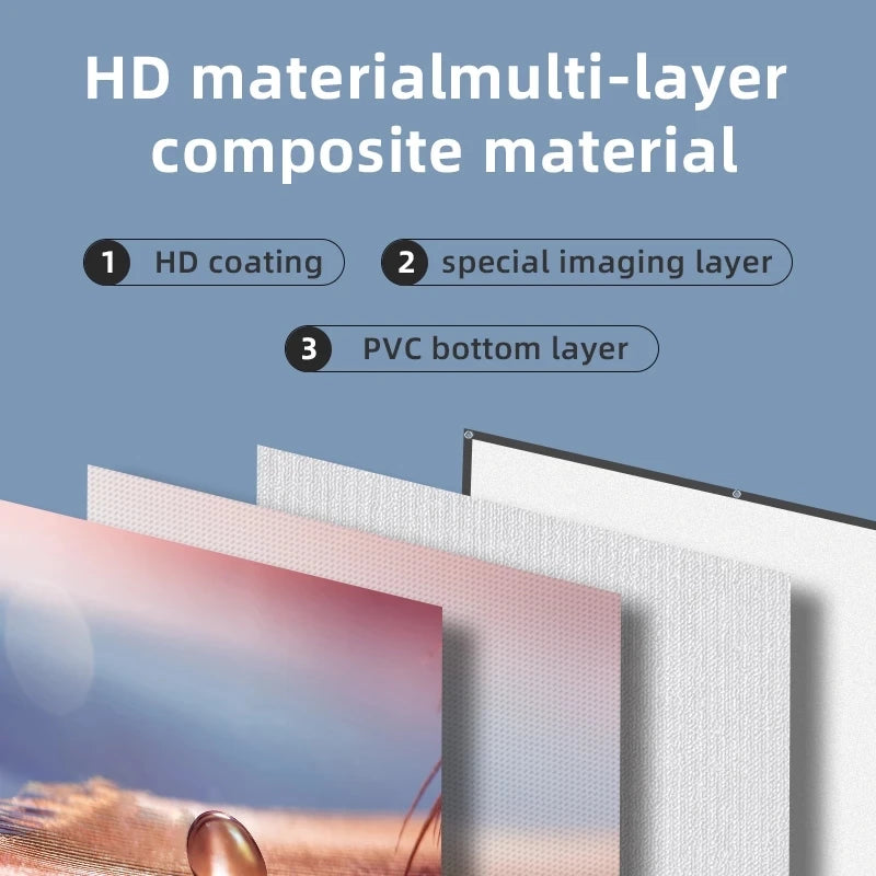 Salange Projector Screen – White Grid Anti-Light Reflective Cloth (16:9)