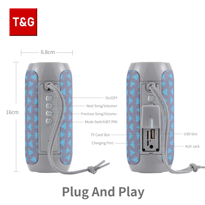 T&G TG117 Portable Bluetooth Speaker – Waterproof Outdoor Stereo with TWS