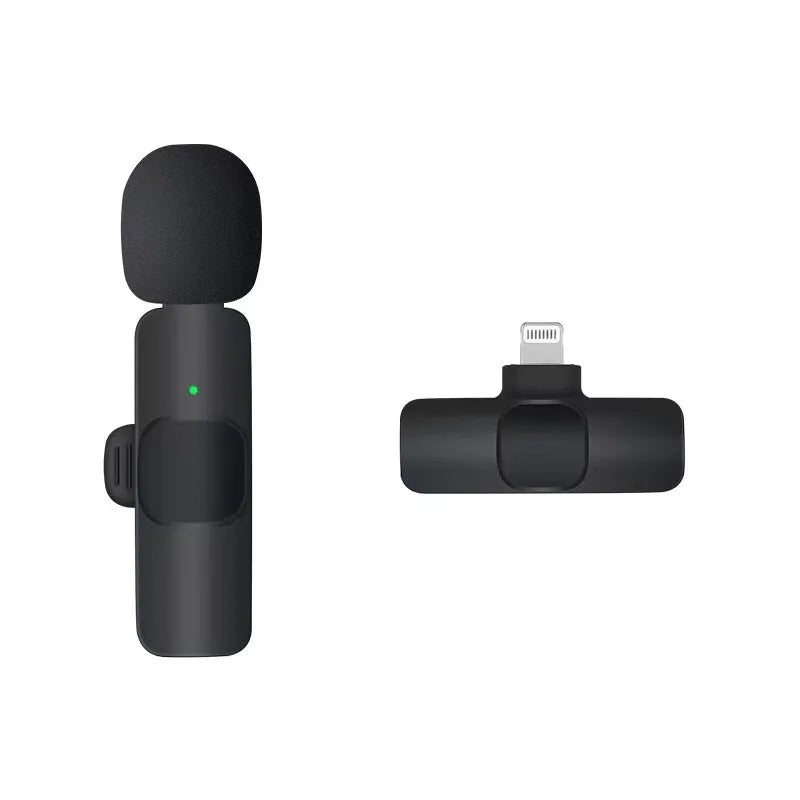 Two Wireless Lavalier Microphones – Mini Audio Recording Mic for iPhone & Android