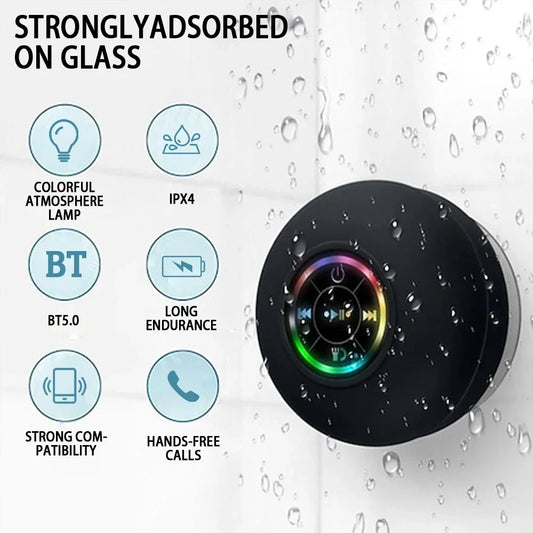 Portable Wireless Bluetooth Speaker – LED Waterproof Suction Cup Mini Stereo