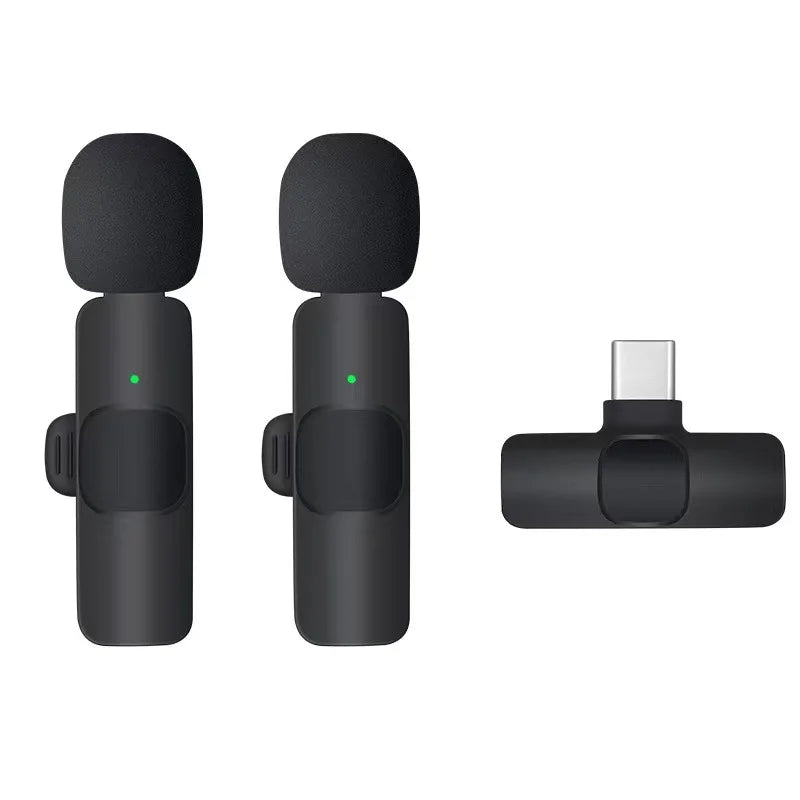 Two Wireless Lavalier Microphones – Mini Audio Recording Mic for iPhone & Android