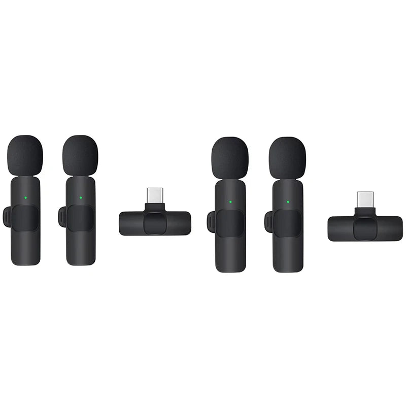 Two Wireless Lavalier Microphones – Mini Audio Recording Mic for iPhone & Android