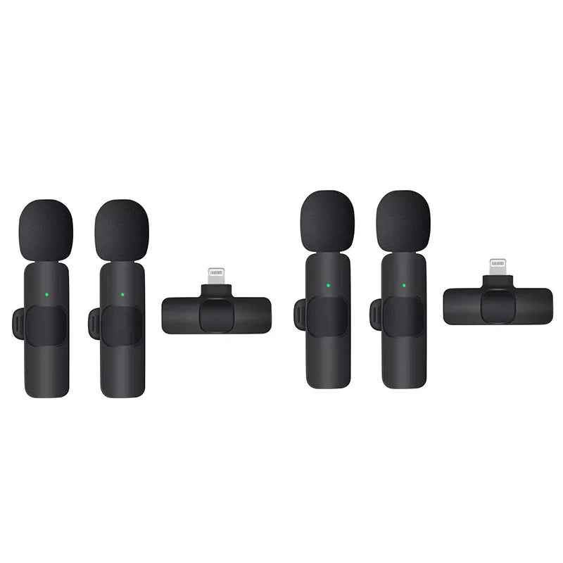 Two Wireless Lavalier Microphones – Mini Audio Recording Mic for iPhone & Android