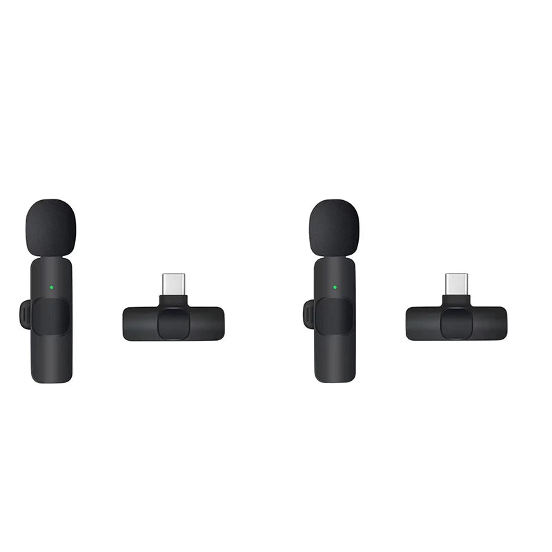 Two Wireless Lavalier Microphones – Mini Audio Recording Mic for iPhone & Android