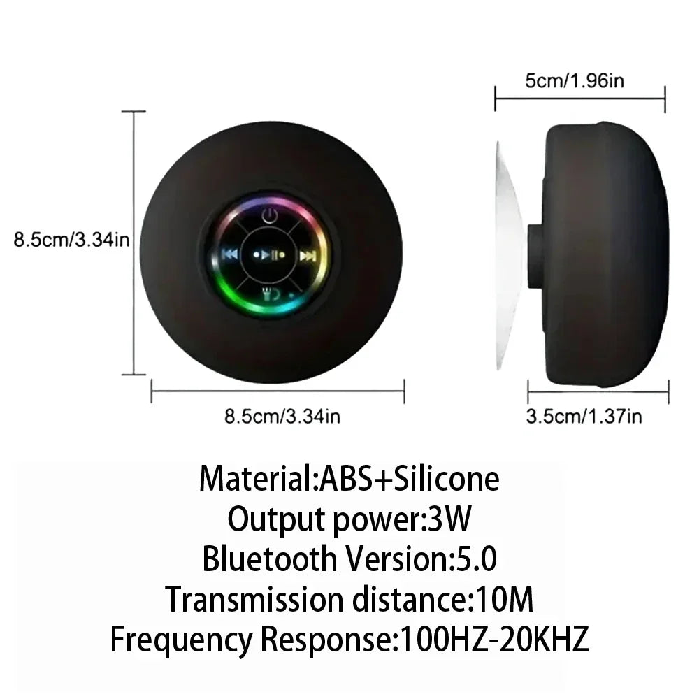 Portable Wireless Bluetooth Speaker – LED Waterproof Suction Cup Mini Stereo