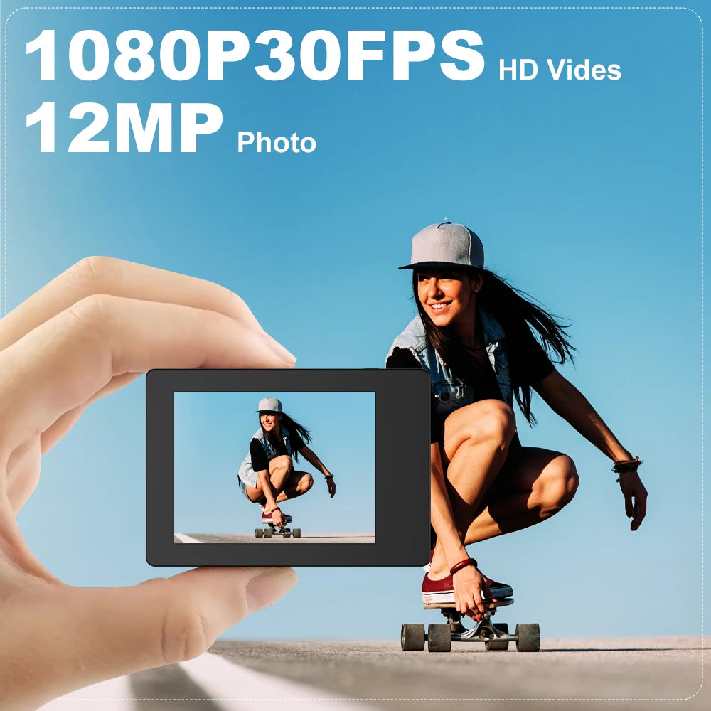 Ultra HD Action Camera – Waterproof 30M Mini Sport Cam with 2.0” Screen